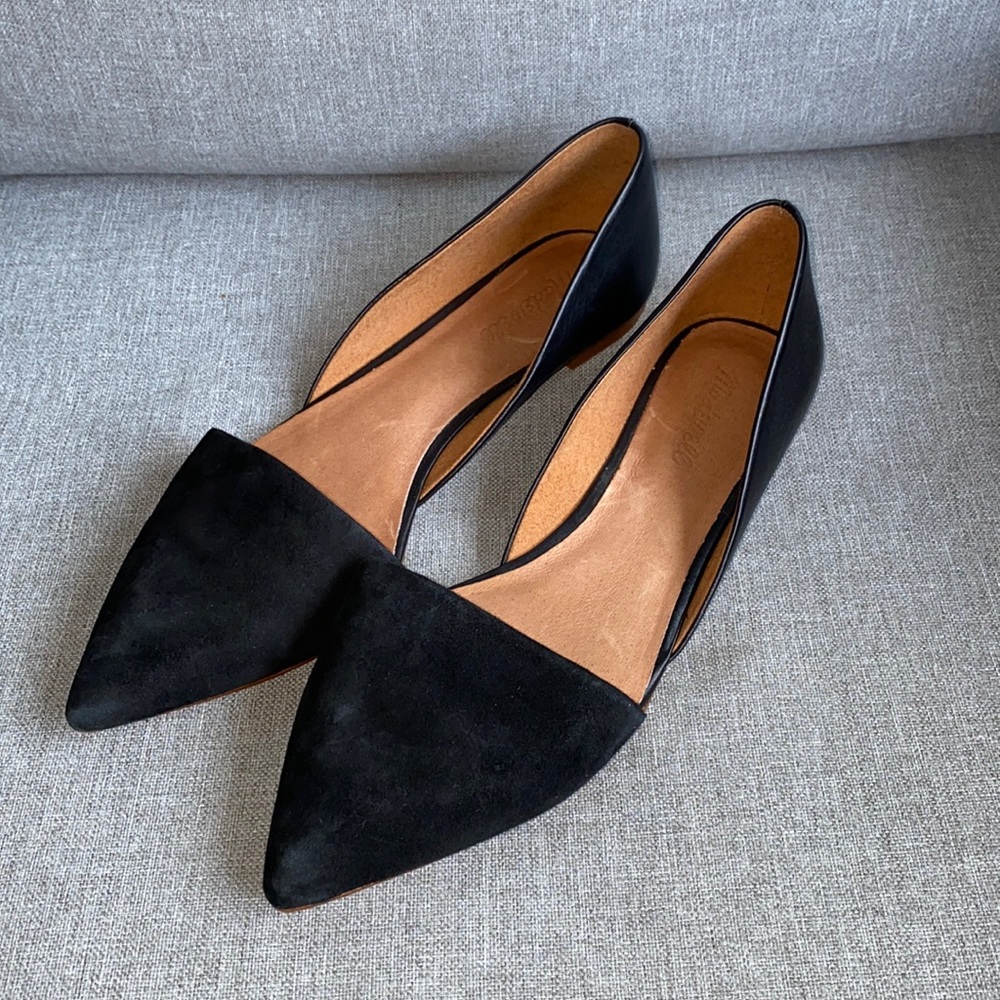 Madewell Black Suede Leather D’Orsay Flat 10
